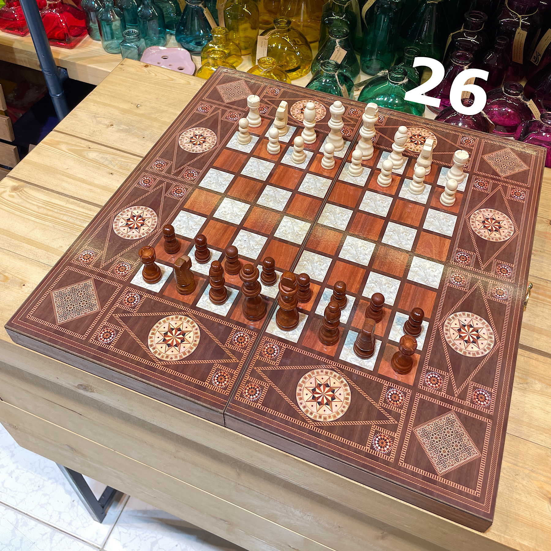 تخته نرد و شطرنج ام دی اف طرح مرمر کد 26