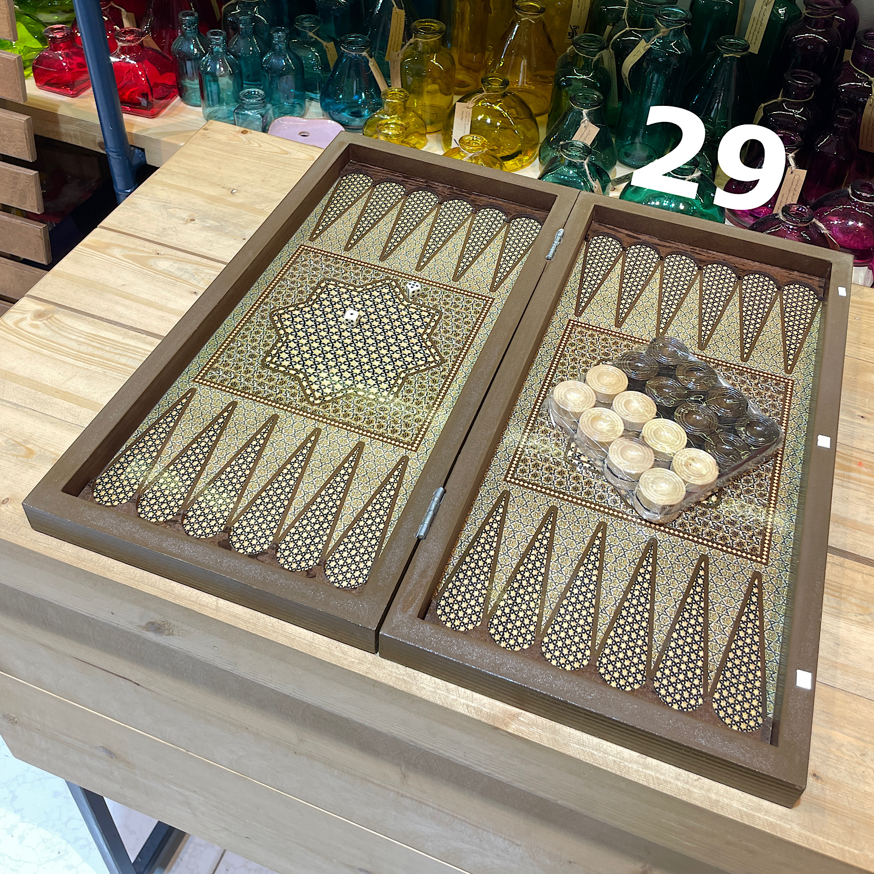تخته نرد و شطرنج ام دی اف طرح خاتم کد 29