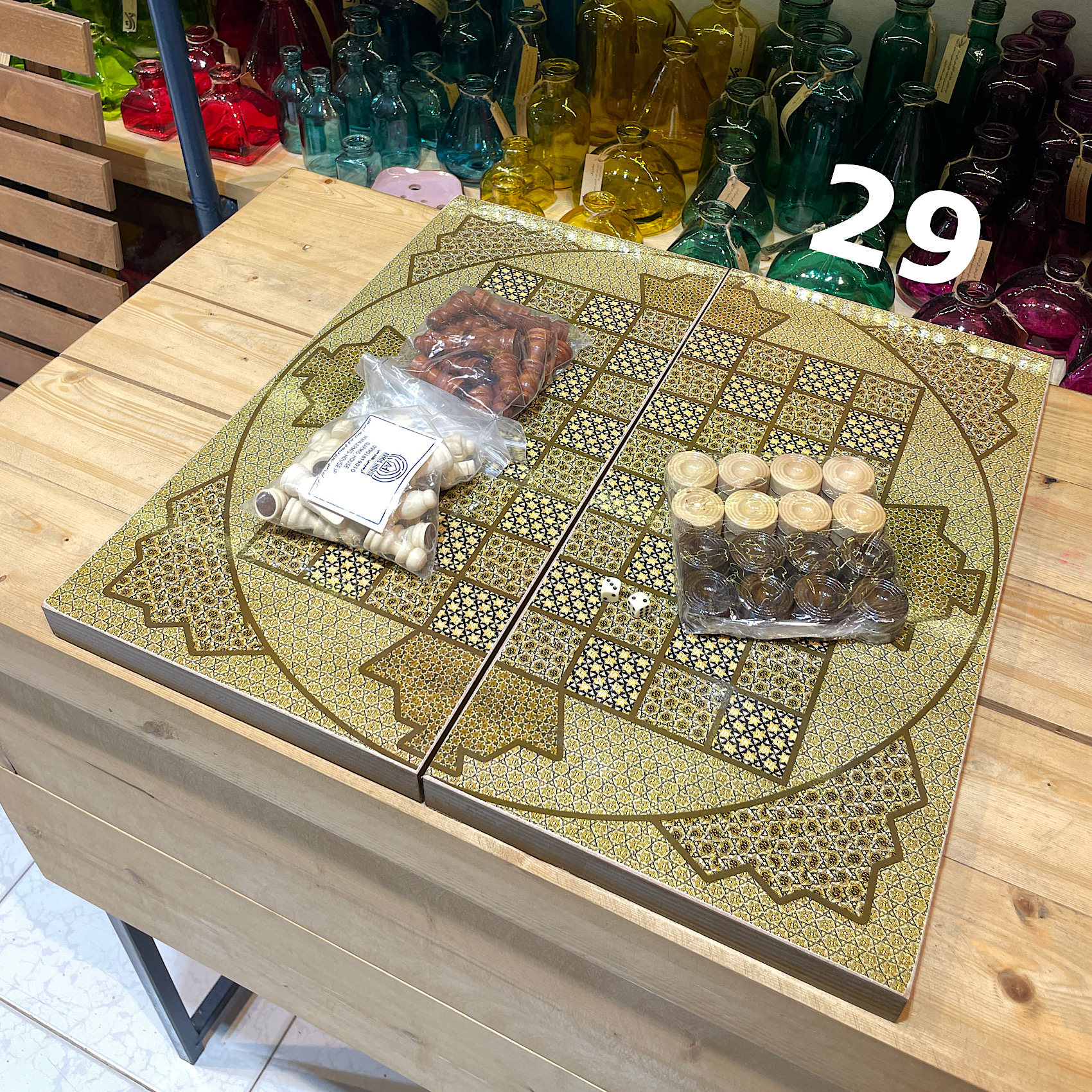 تخته نرد و شطرنج ام دی اف طرح خاتم کد 29