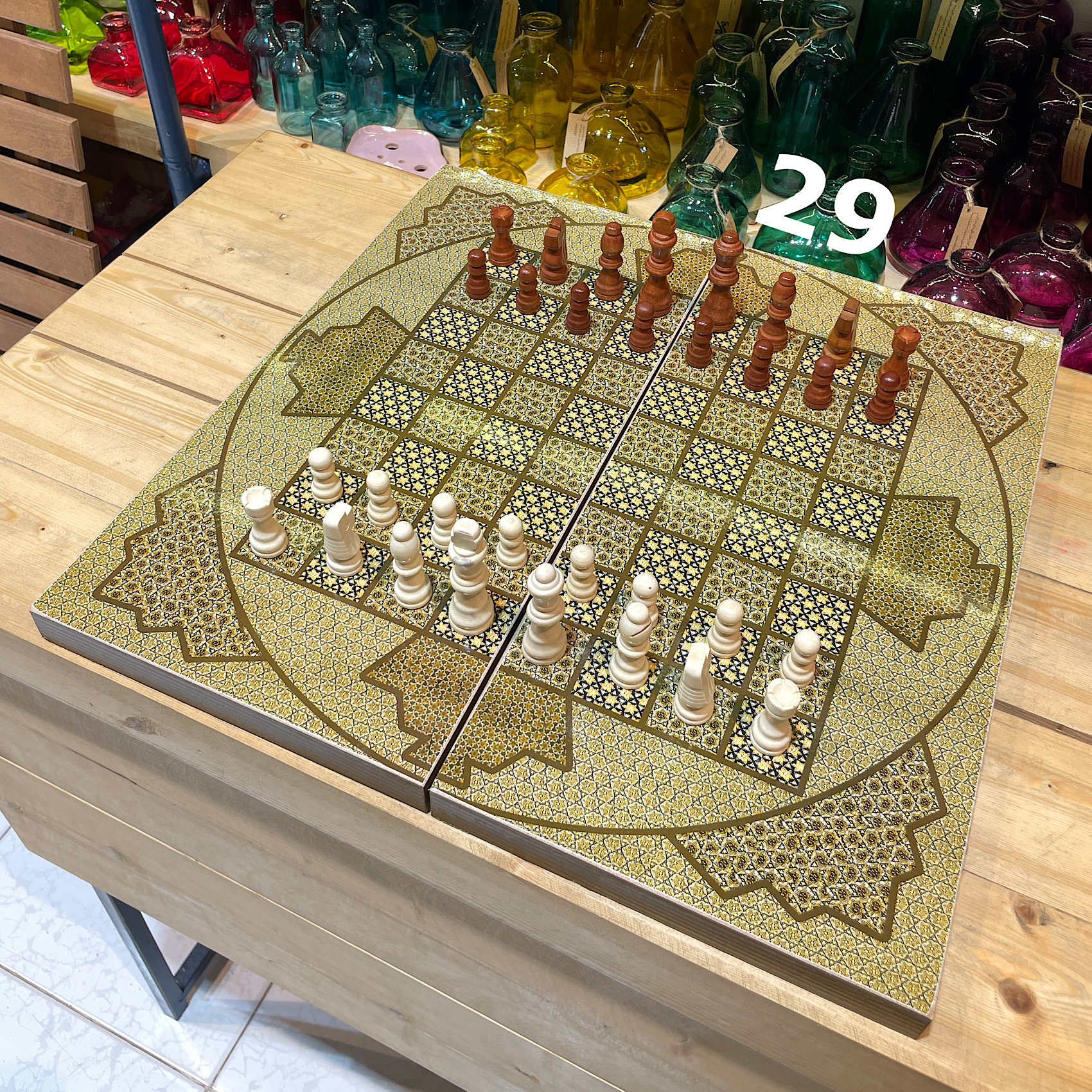 تخته نرد و شطرنج ام دی اف طرح خاتم کد 29