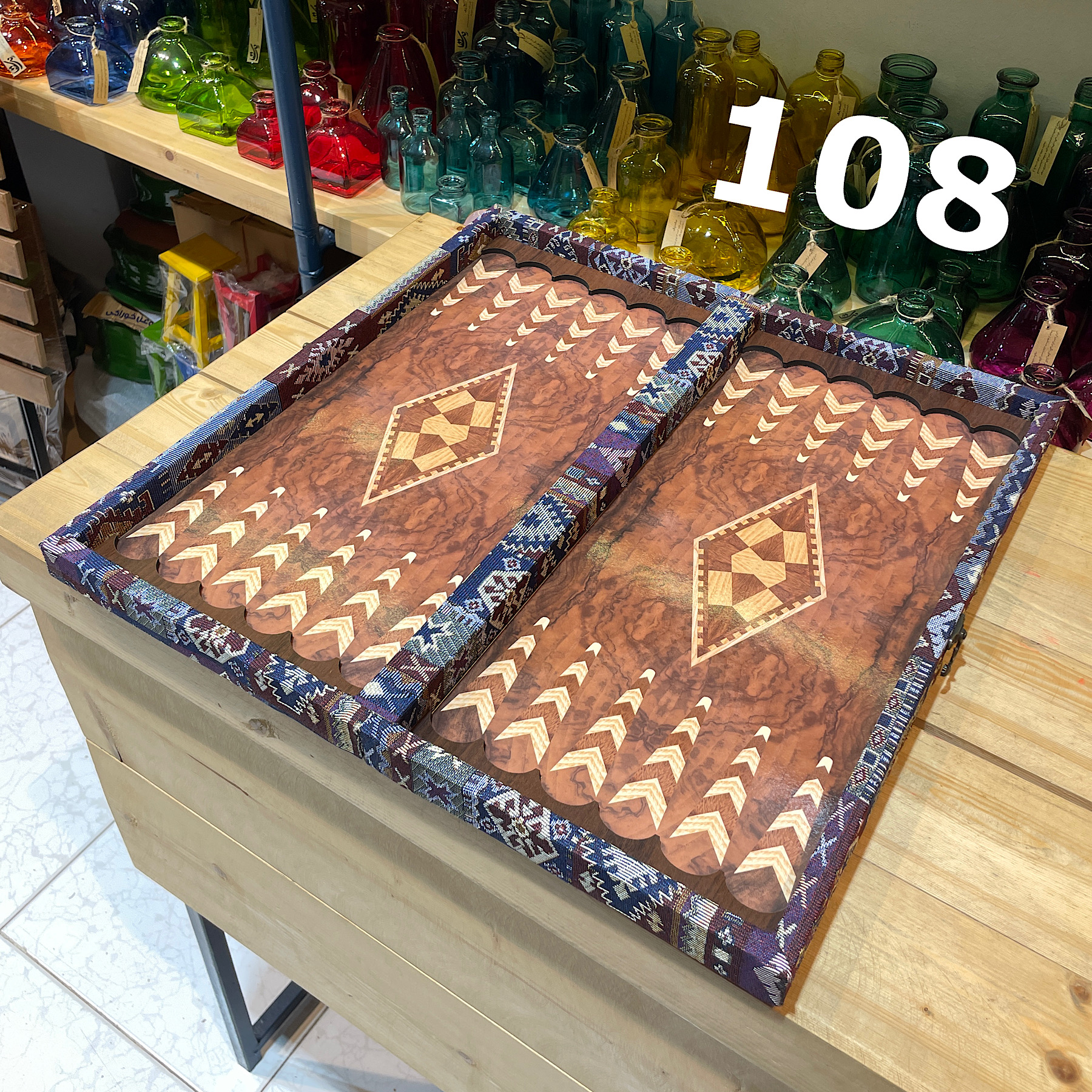تخته نرد چرمی طرح وینگه MDF کد 108