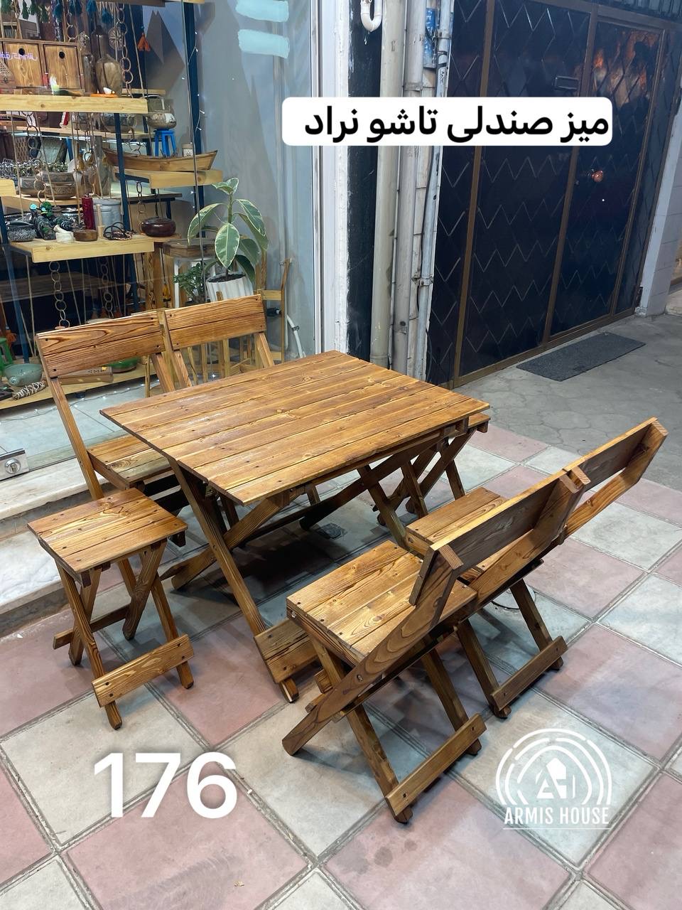 میز و صندلی تاشو 6 نفره چوبی