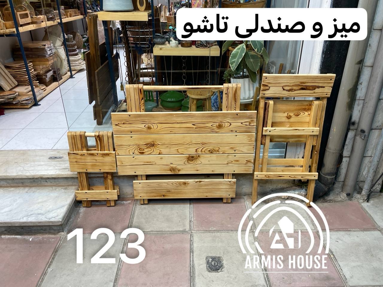 میز و صندلی تاشو 6 نفره چوبی
