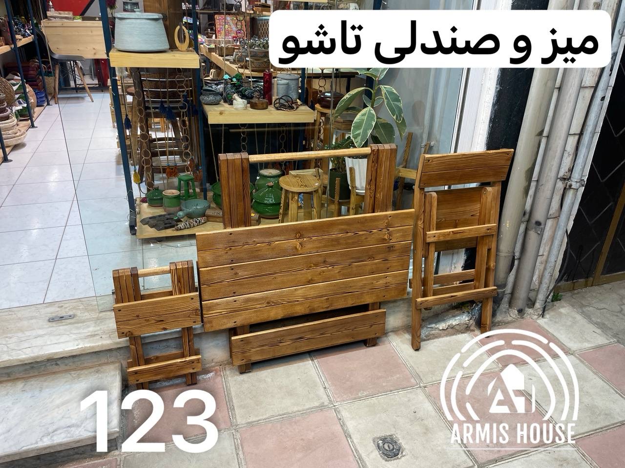 میز و صندلی تاشو 6 نفره چوبی