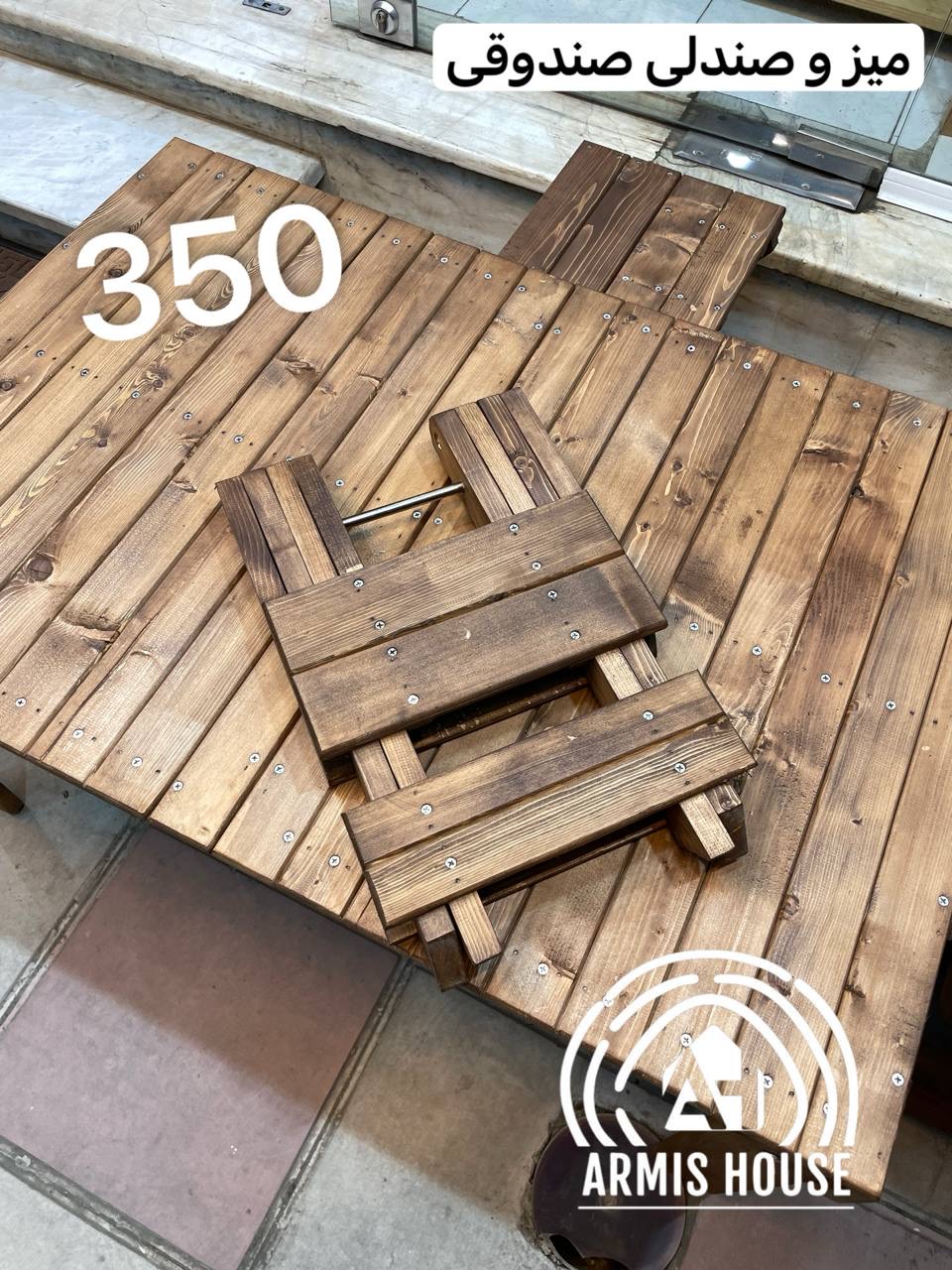 میز و صندلی تاشو ۴ نفره صندوقی ( بدون پشتی ) 350