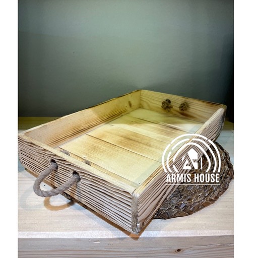 سینی سرو و پذیرایی چوبی نراد روس دسته طنابی