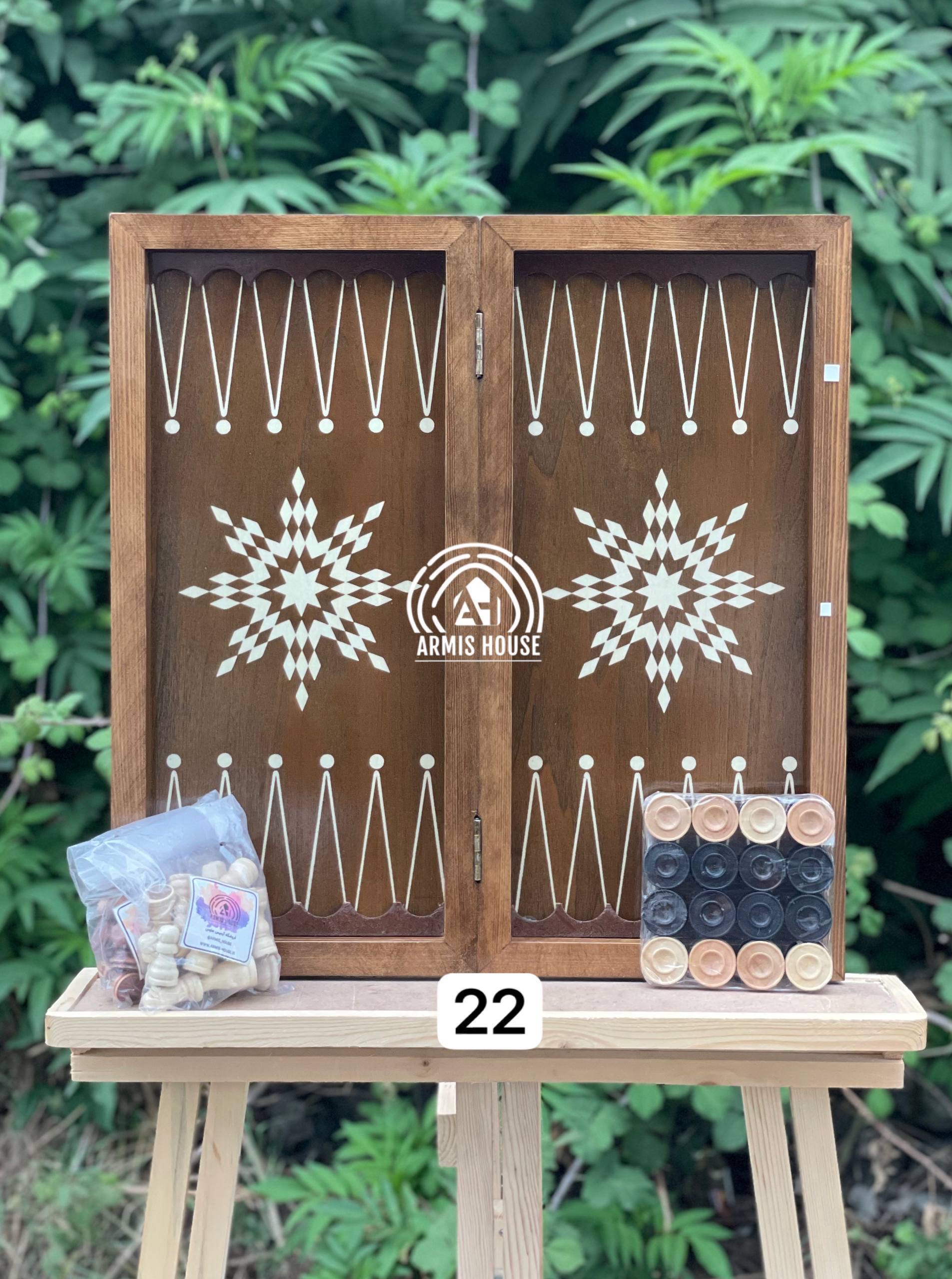 تخته نرد و شطرنج چوبی نراد روس ( سایز بزرگ ) کد 22
