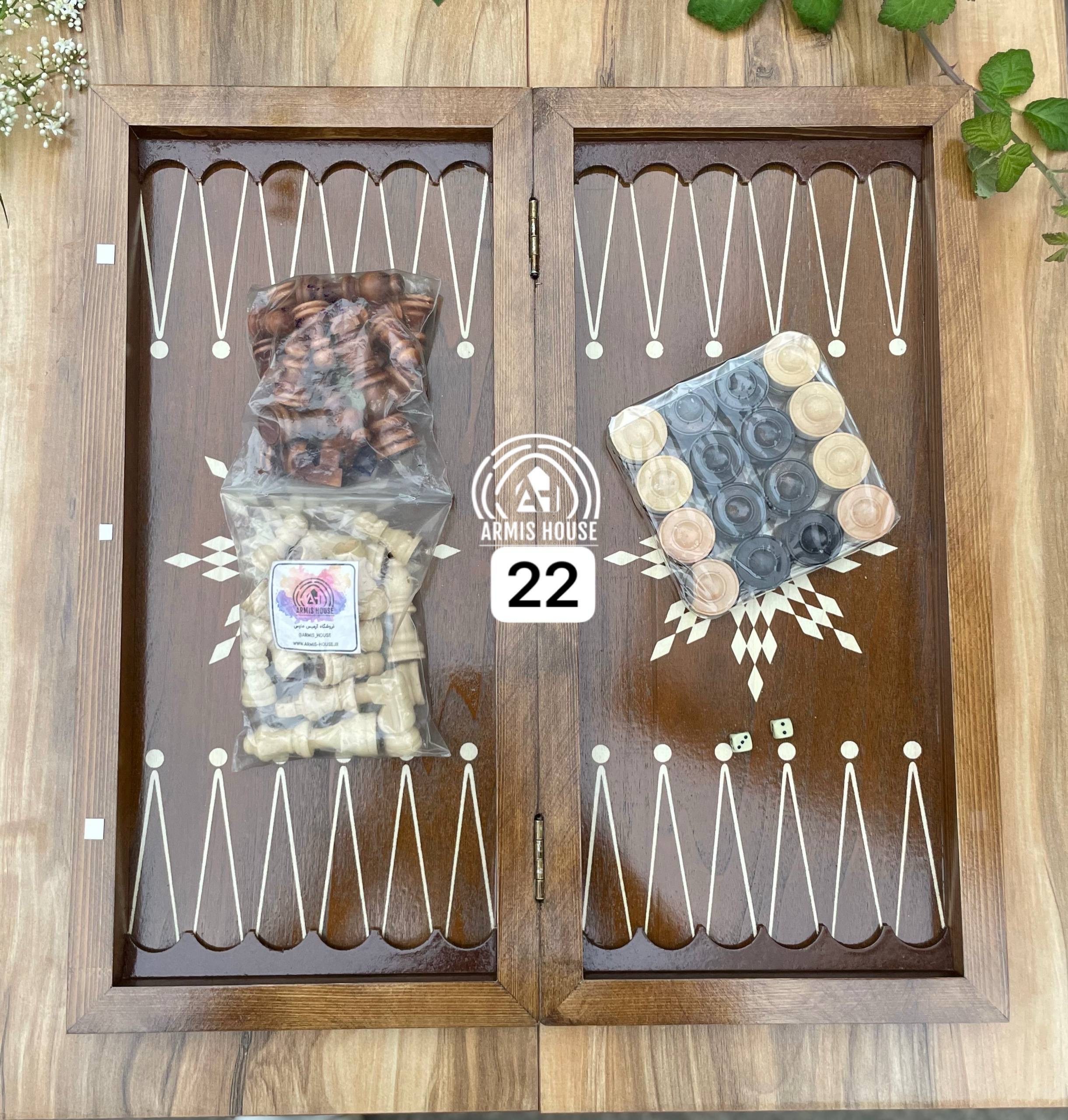 تخته نرد و شطرنج چوبی نراد روس ( سایز بزرگ ) کد 22