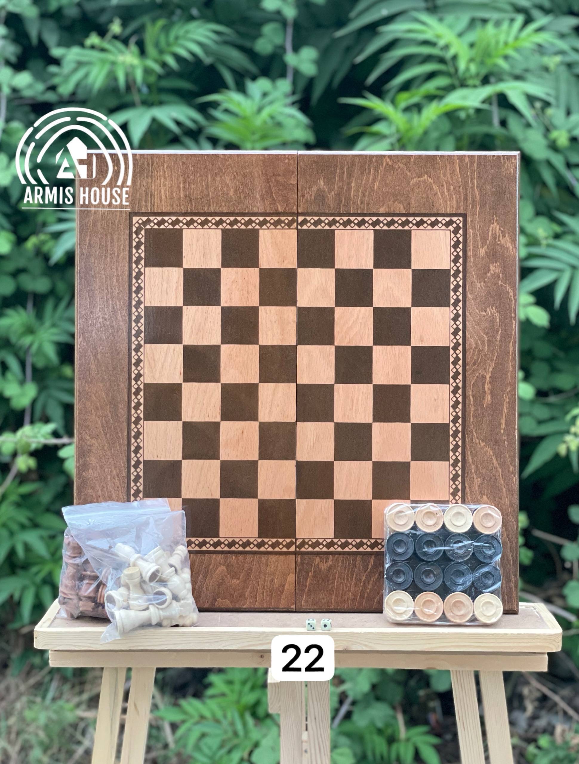 تخته نرد و شطرنج چوبی نراد روس ( سایز بزرگ ) کد 22